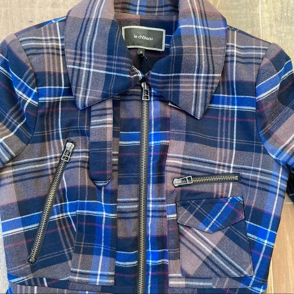 Le Château grey and blue plaid jacket - Picture 3 of 8